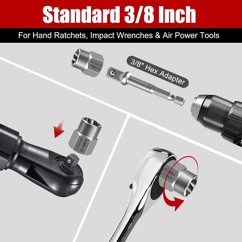 DUDDOO 20PCS Bolt Extractor Set, Easy Out Screw Extractor Kit, 3/8" Drive Impact Stripped Bolt Remover Extractor Socket Set Tool for Removing Stripped, Broken Rusted Bolts Screws - Image 3